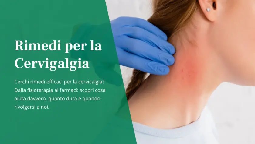 Copertina blog rimedi per la cervicalgia, in cui il dottore dennis bertoldo mostra il collo arrossato della cliente