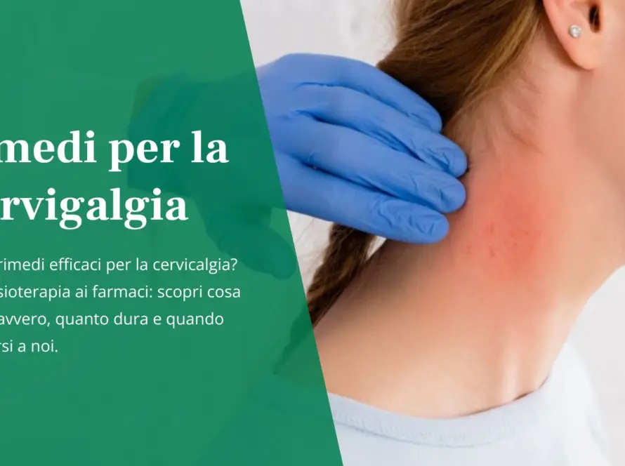 Copertina blog rimedi per la cervicalgia, in cui il dottore dennis bertoldo mostra il collo arrossato della cliente